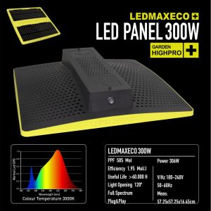 GARDEN HIGHPRO LEDMAX ECO 300W - LAMPA LED, PEŁNE SPEKTRUM 3000K, max 100x100cm, LEDY SAMSUNG, DO UPRAWY ROŚLIN